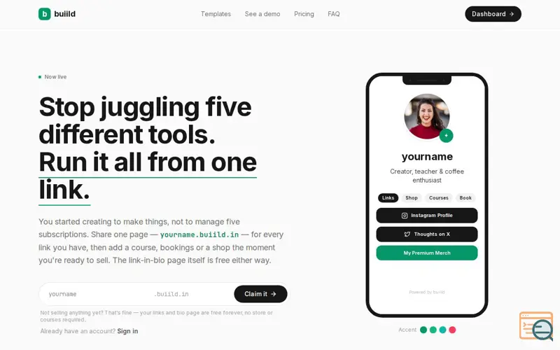Screenshot of buiild - All-in-One Creator Platform
