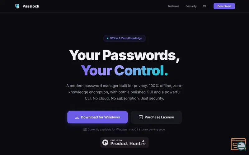 Screenshot of Passlock — Offline Password Manager