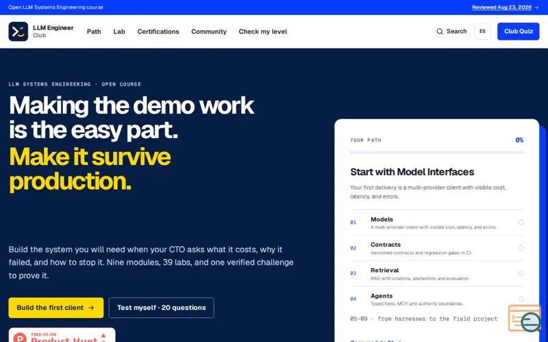 Screenshot of Learn to take LLM systems to production · LLM Engineer Club
