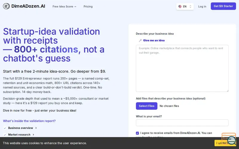Screenshot of DimeADozen.ai