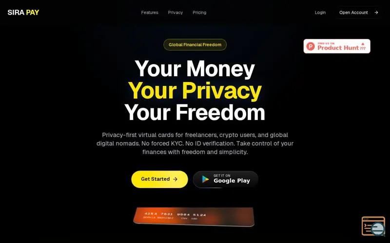 Screenshot of SiraPay, a launch using shadcn/ui