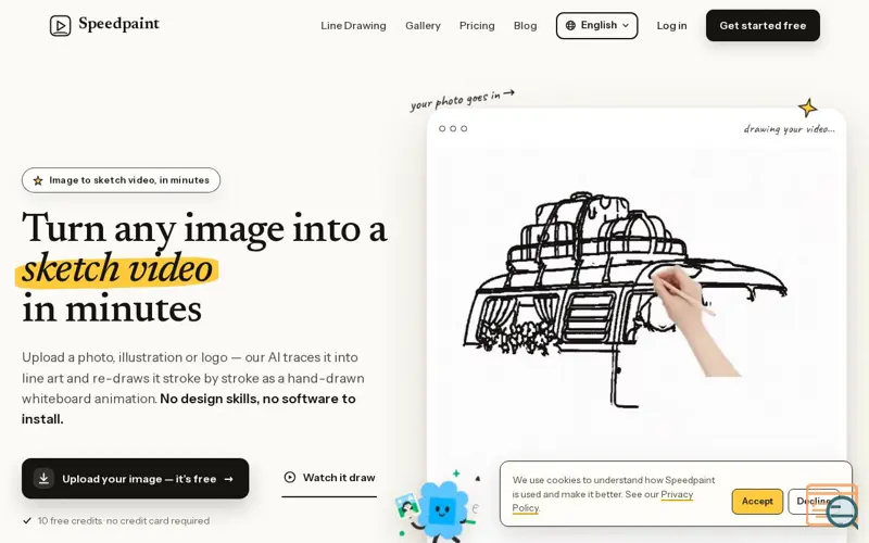 Screenshot of Image to Sketch Video — Free AI Animation