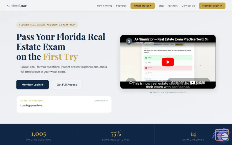Screenshot of Florida Real Estate Exam Simulator, a launch using Google Vertex AI