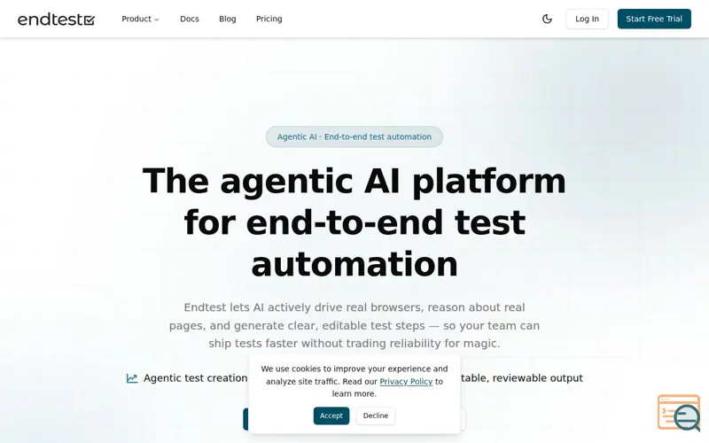 Screenshot of Endtest AI Test Automation