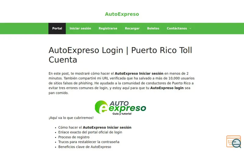 Screenshot of AutoExpreso, a launch using Contact Form 7