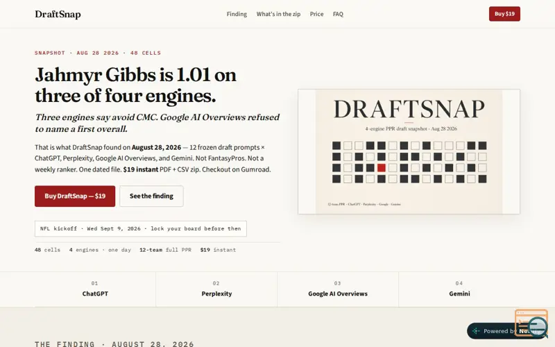 Screenshot of DraftSnap
