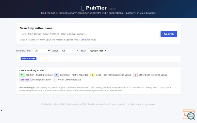 Screenshot of Pubtier