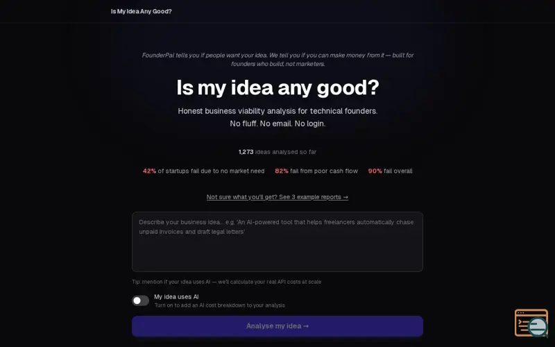 Screenshot of Business idea validator