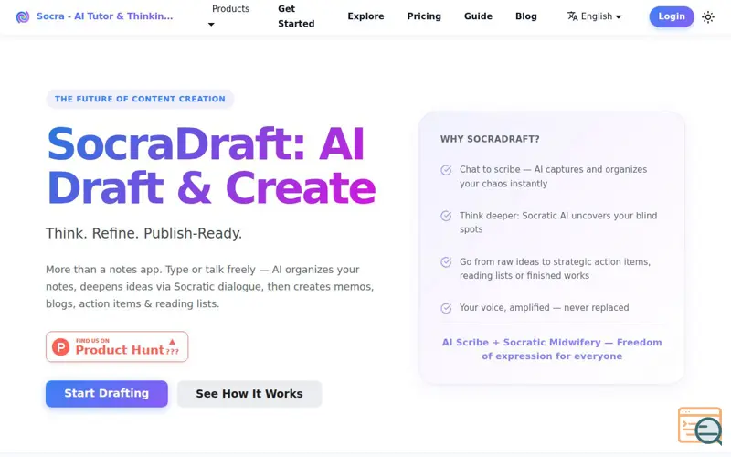 Screenshot of SocraDraft