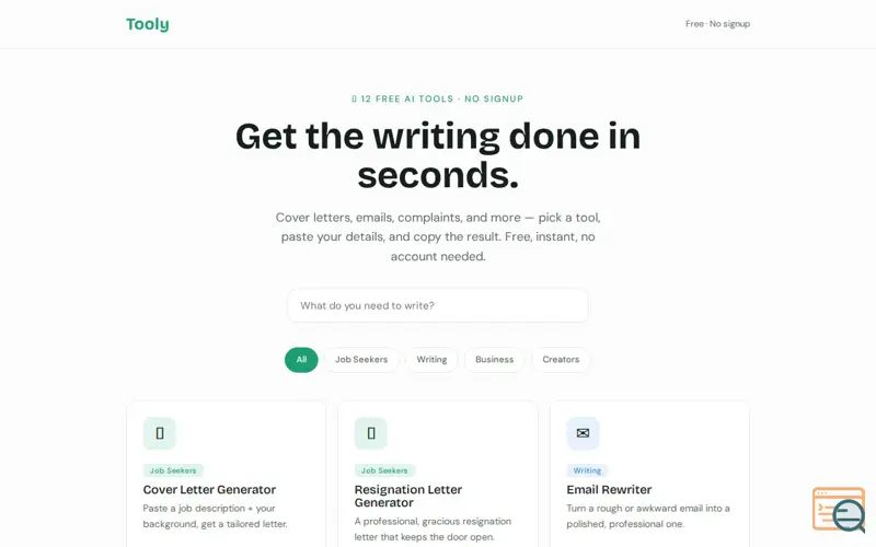 Screenshot of Tooly