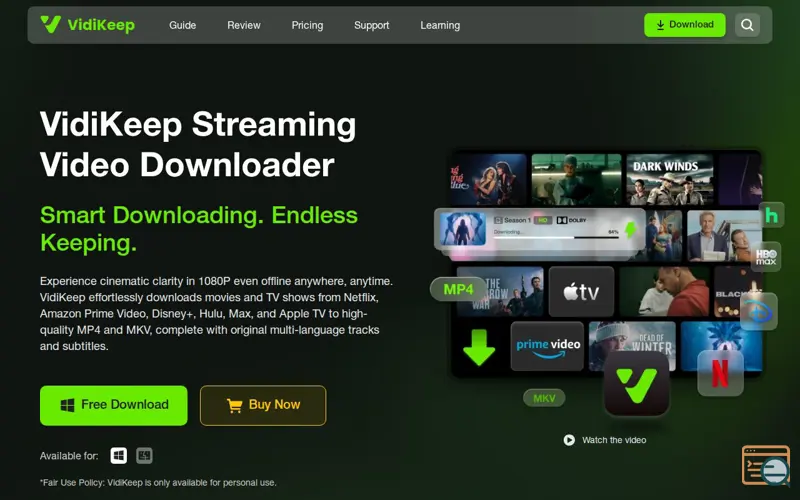 Screenshot of VidiKeep Streaming Video Downloader