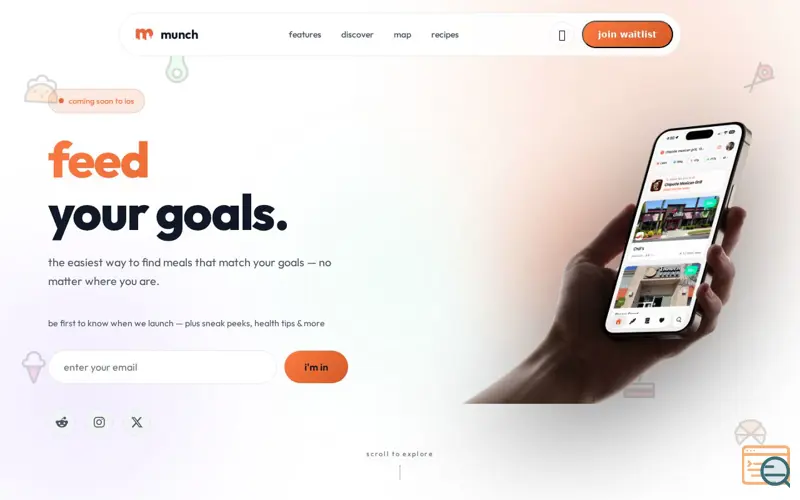 Screenshot of munch — feed your goals