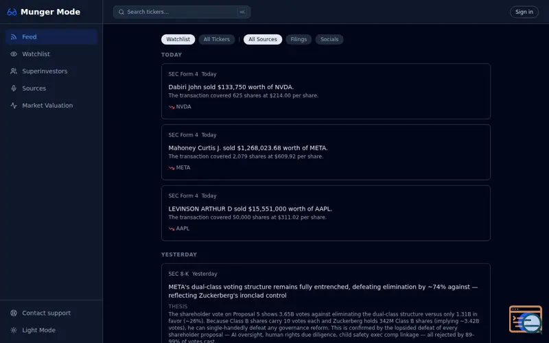 Screenshot of Munger Mode