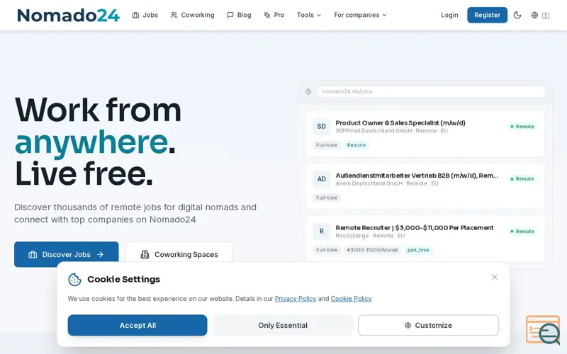 Screenshot of Nomado24