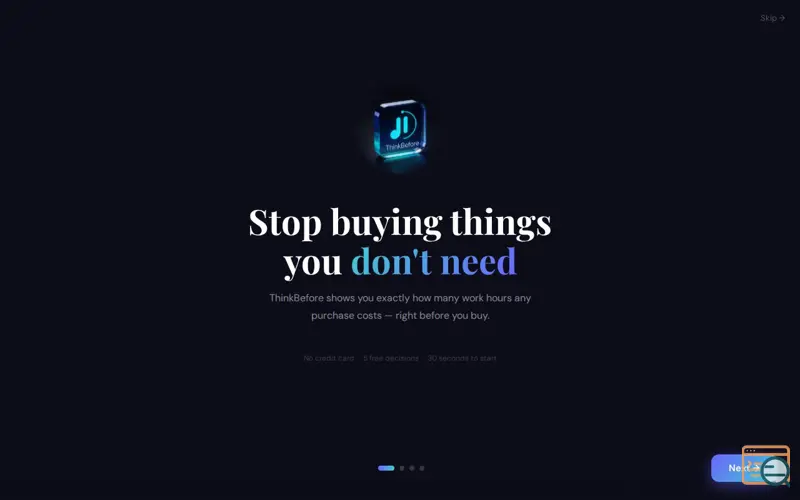 Screenshot of ThinkBefore