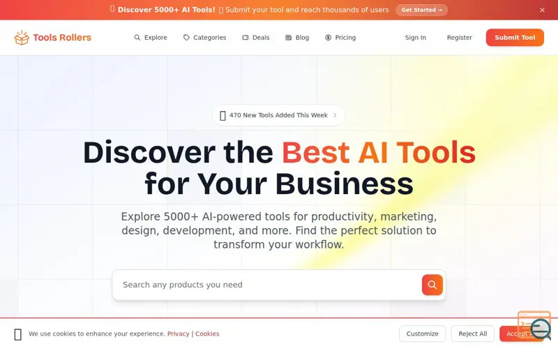 Screenshot of Tools Roller, a launch using TinyMCE