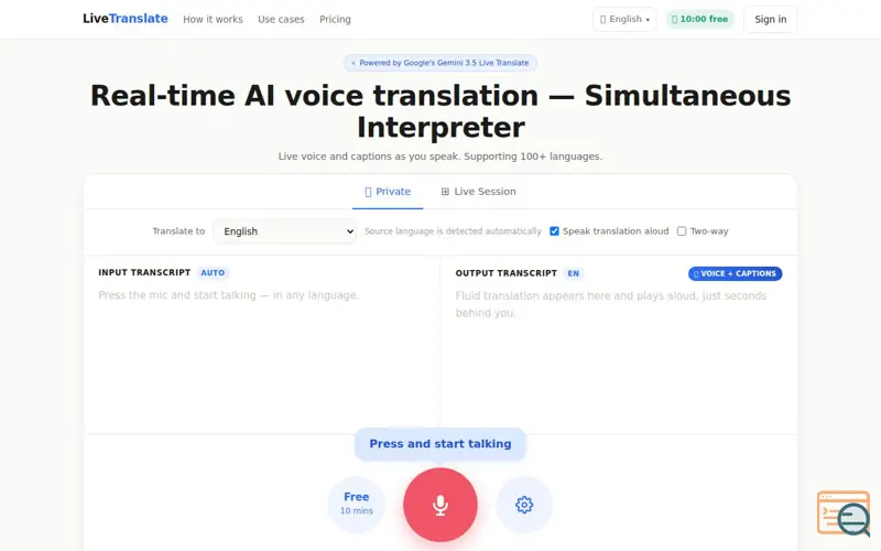 Screenshot of LiveTranslate