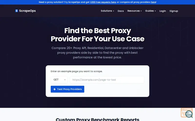 Screenshot of Proxy Tester by ScrapeOps
