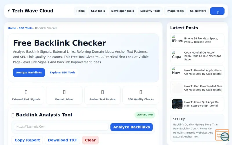 Screenshot of Backlink Checker