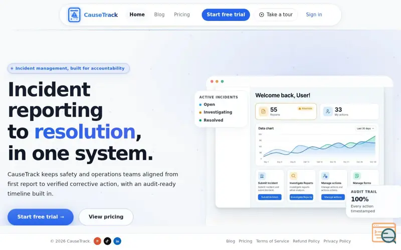 Screenshot of CauseTrack