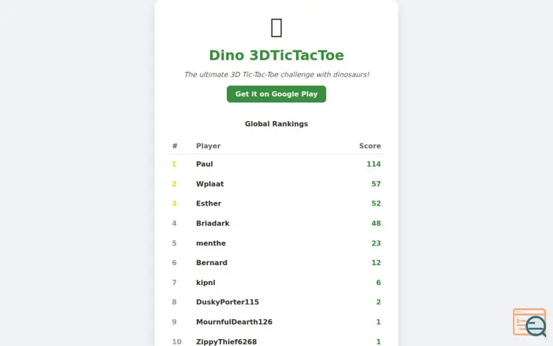 Screenshot of Dino 3d TicTacToe Android App