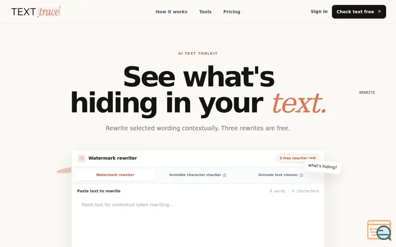 Screenshot of TextTrace — AI Text Inspector