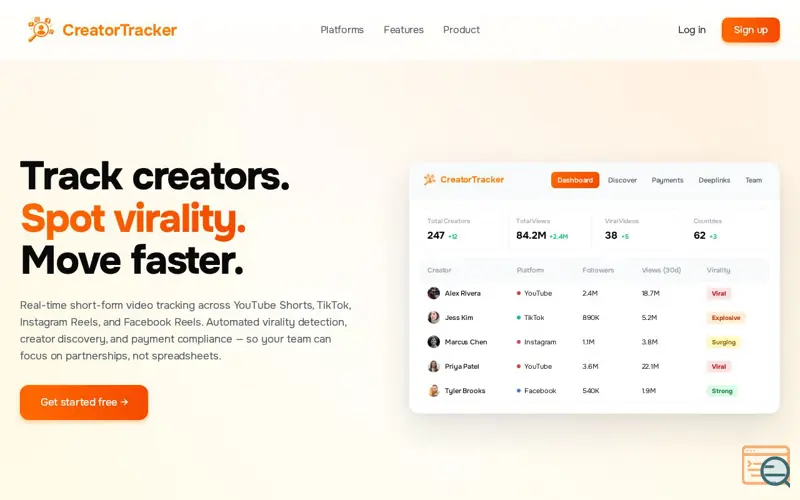 Screenshot of CreatorsTracker