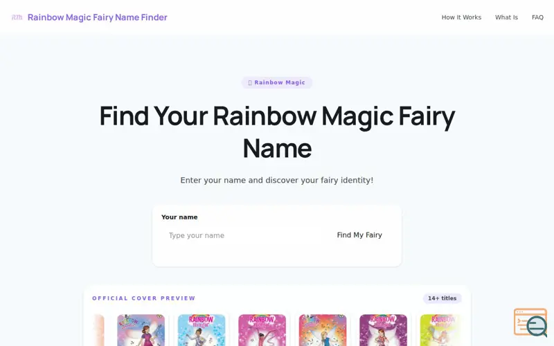 Screenshot of Rainbow Magic Fairy Name Finder