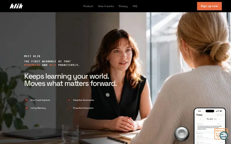 Screenshot of Klik — Proactive AI for Work