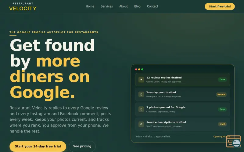 Screenshot of Restaurant Velocity