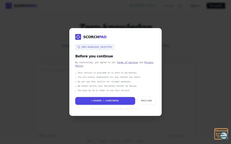 Screenshot of ScorchPad