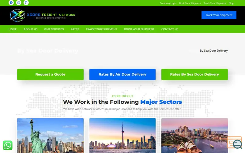 Screenshot of Xcore Freight By Sea Door Delivery