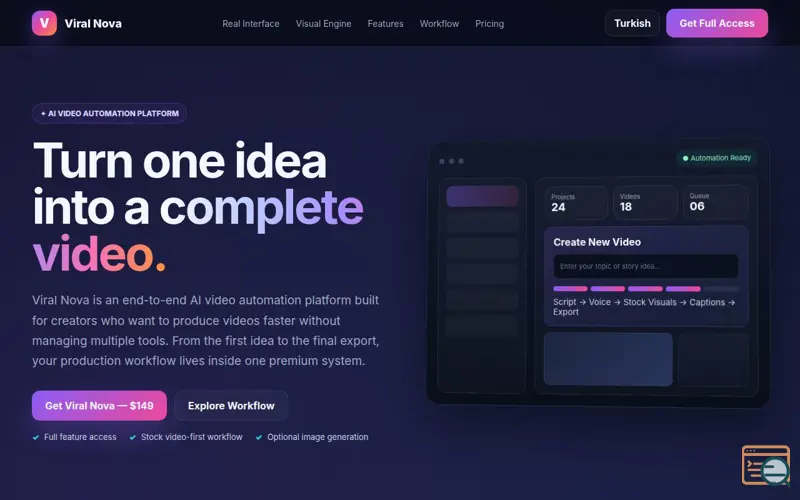 Screenshot of Viral Nova — AI Video Automation