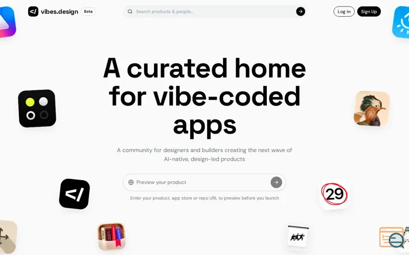 Screenshot of Vibes.design, a launch using Microlink