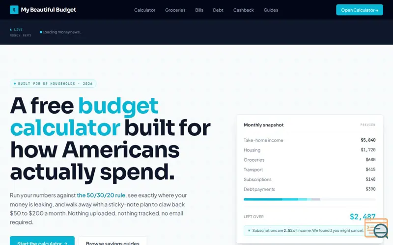 Screenshot of My Beautiful Budget