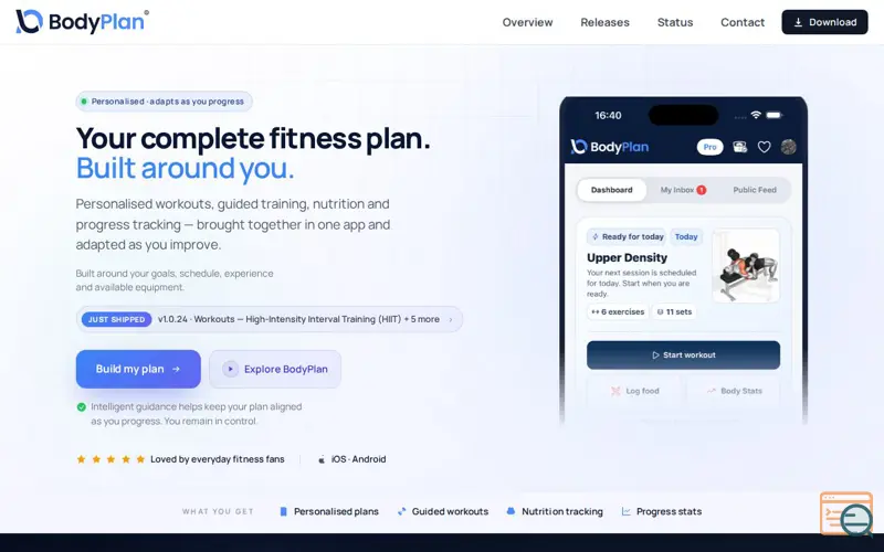 Screenshot of BodyPlan