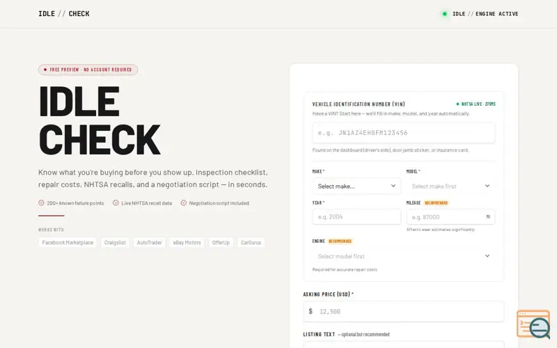 Screenshot of Idle Check