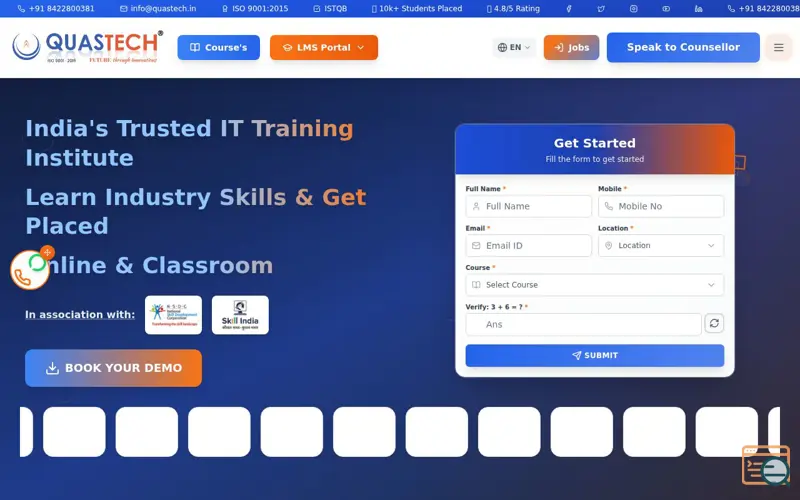 Screenshot of QUASTECH, a launch using AntiSpamCloud