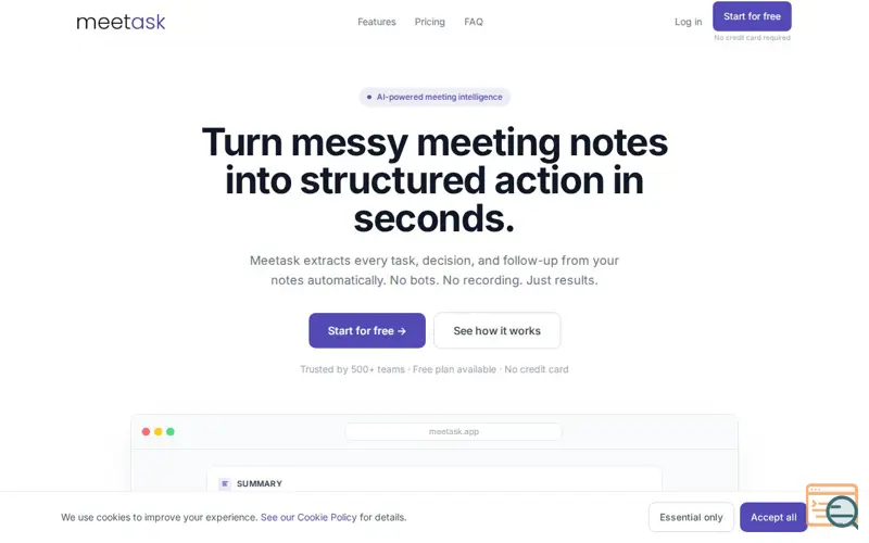 Screenshot of Meetask