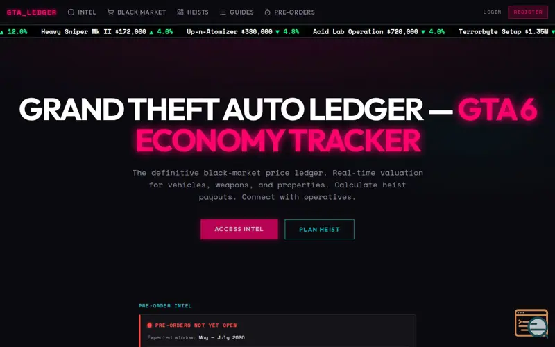Screenshot of GTA 6 Price Tracker/Market/Economy Hub. 