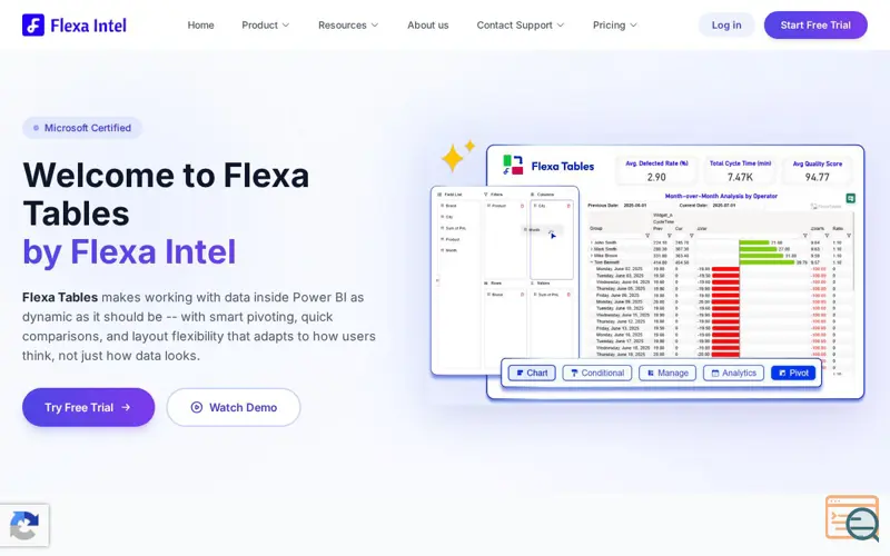 Screenshot of Flexa Tables