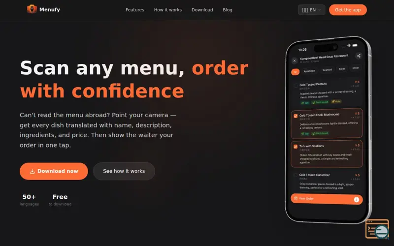 Screenshot of Menufy