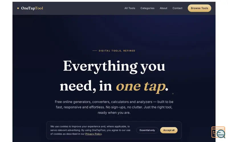 Screenshot of onetaptool.com
