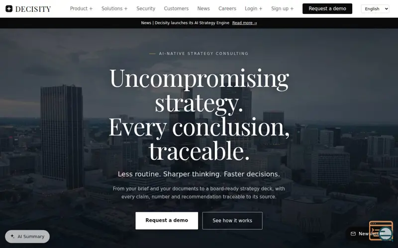 Screenshot of Decisity, a launch using next-intl