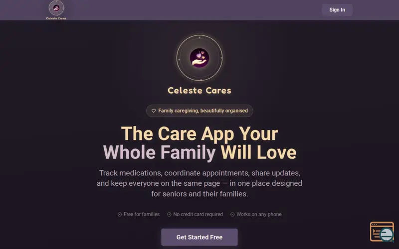 Screenshot of Celeste Cares