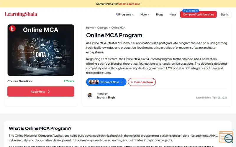 Screenshot of LearningShala