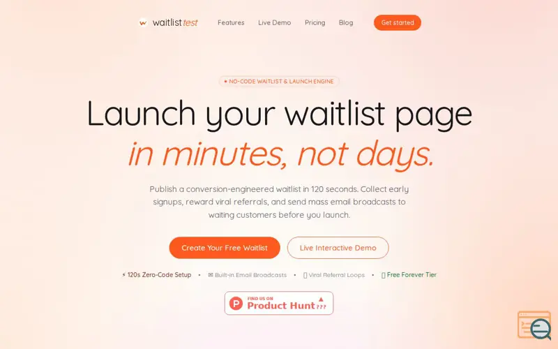Screenshot of waitlistTest