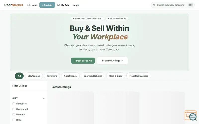 Screenshot of PeerMarket