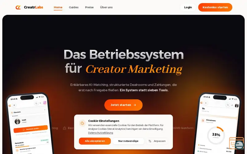 Screenshot of CreatrLabs · High End Creator-Deals