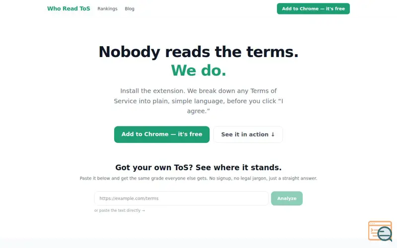 Screenshot of Who Read ToS